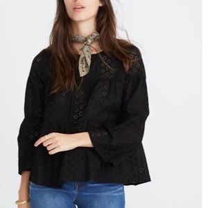 Madewell black eyelet top